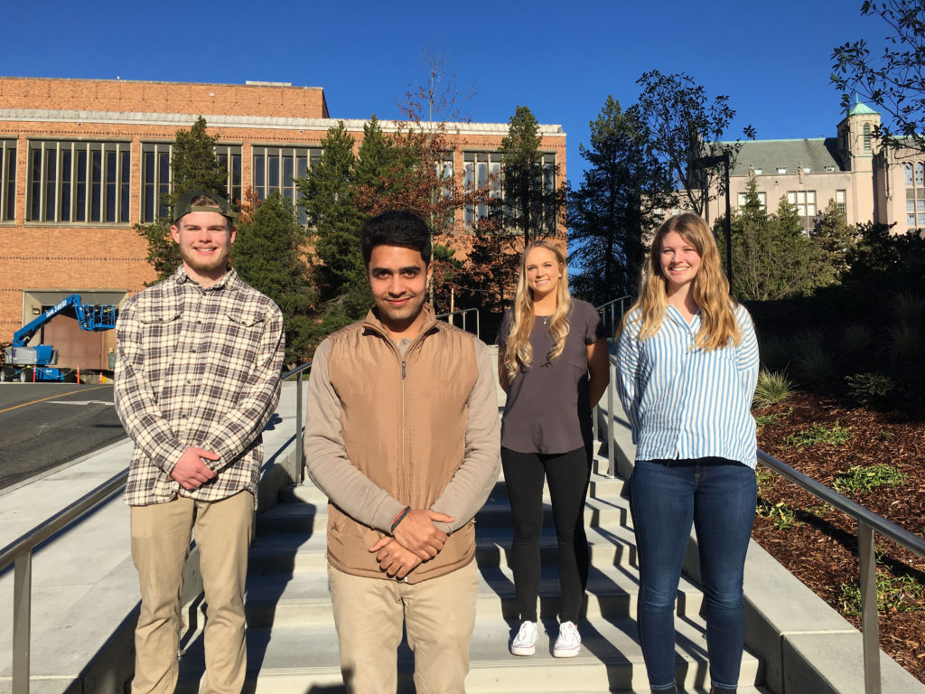 Current students (L to R): Jess Harris, Utkarsh Singh, Julie Rasanen, Amelia Angell, and Alex Willing (not pictured)