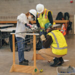 Students working in a construction management lab